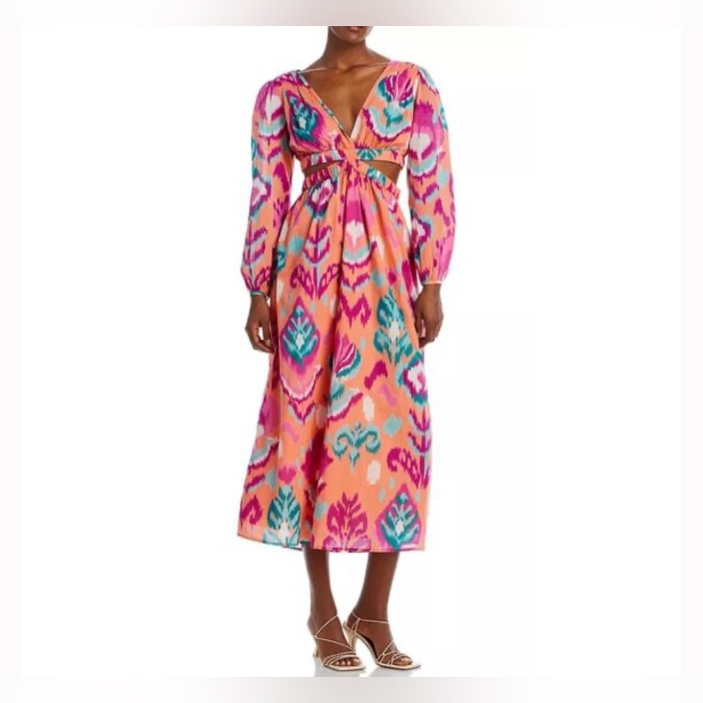 NWT Banjanan Camilla Ikat Floral Spice Midi Dress Multicolor Size Medium